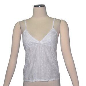 Brandy Melville Edith Pointelle Tank Cami Top White Eyelet Lace Cotton S